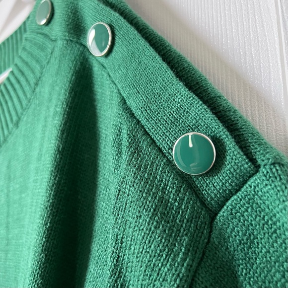 Button-Shoulder Pullover Sweater in Warrior Green Color - Picture 8 of 11